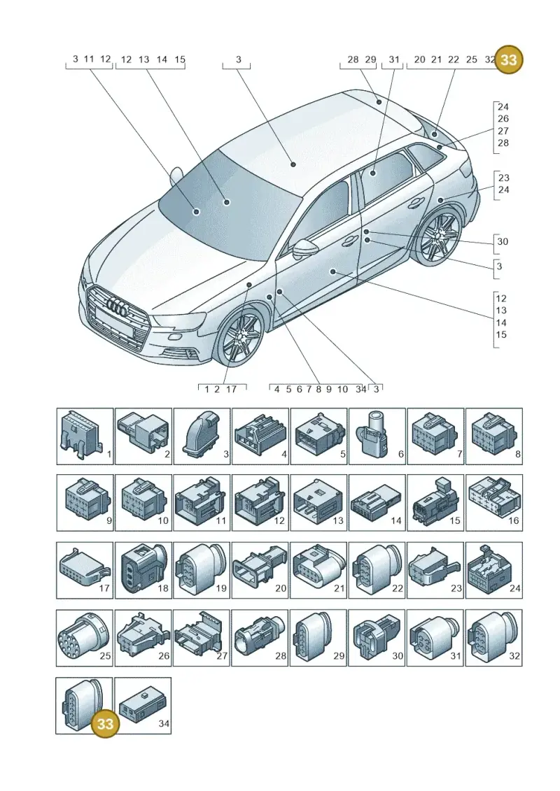 8K0973805 — Audi RS3 Limousine (2017-2020) diagram 890971790, position 33