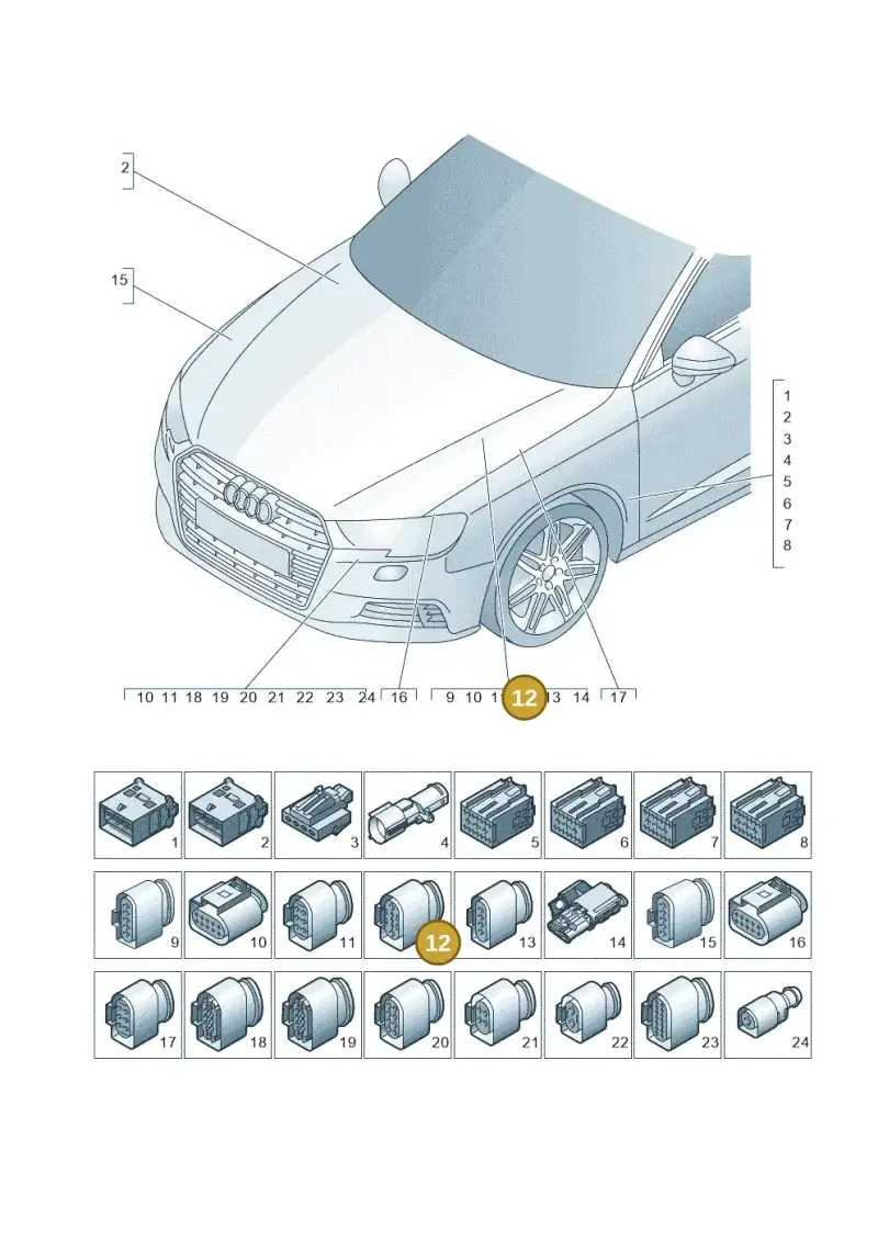 8K0973805 — Audi RS3 Limousine (2017-2020) diagram 890971860, position 12