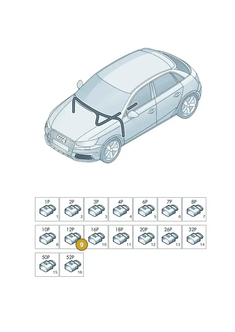 8K0973812C — Audi A1 Sportback (2014-2018) diagram 792971820, position 9