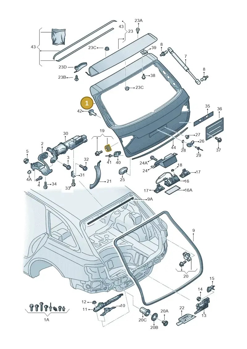 8K9827023 — Audi RS4 Av. qu. 4.2 (2012-2015) diagram 636827100, position 1