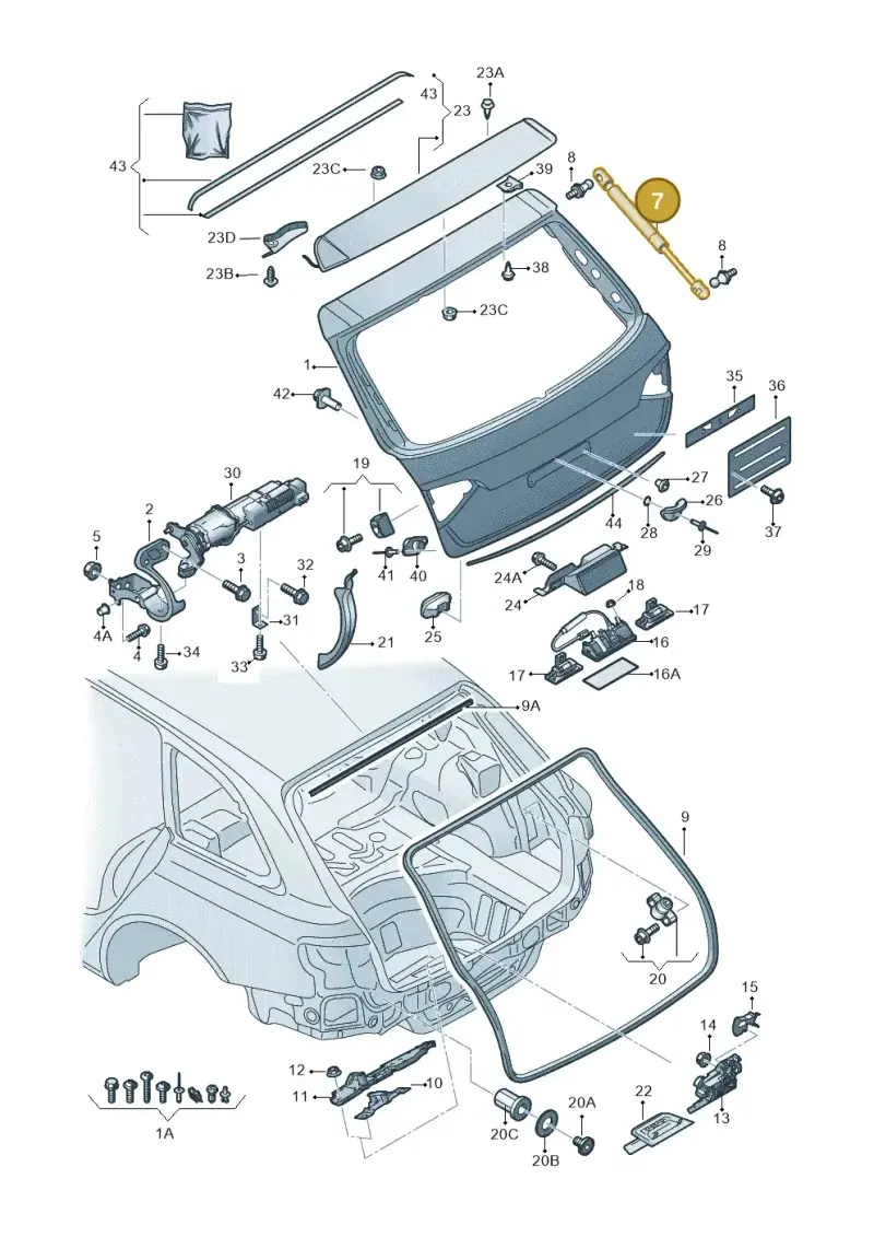8K9827552A — Audi RS4 Av. qu. 4.2 (2012-2015) diagram 636827100, position 7