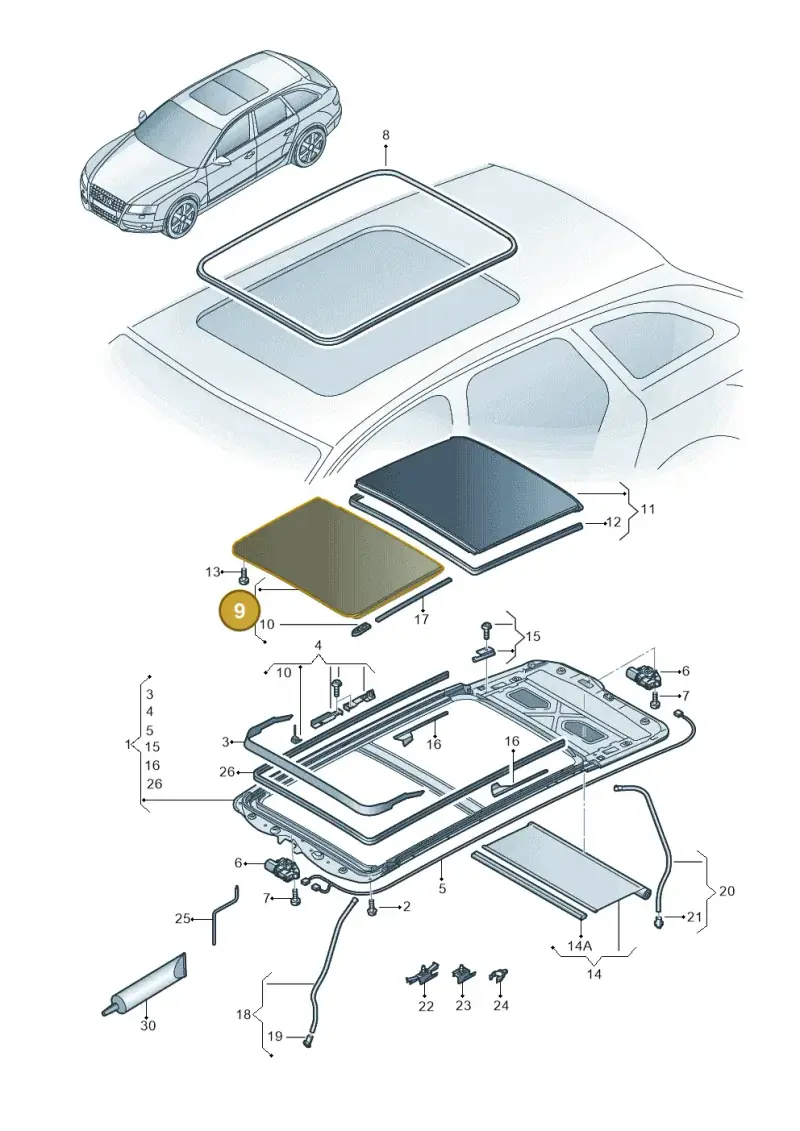 8K9877071B — Audi A4 av. 2.0 tdi (2011-2015) diagram 636877100, position 9