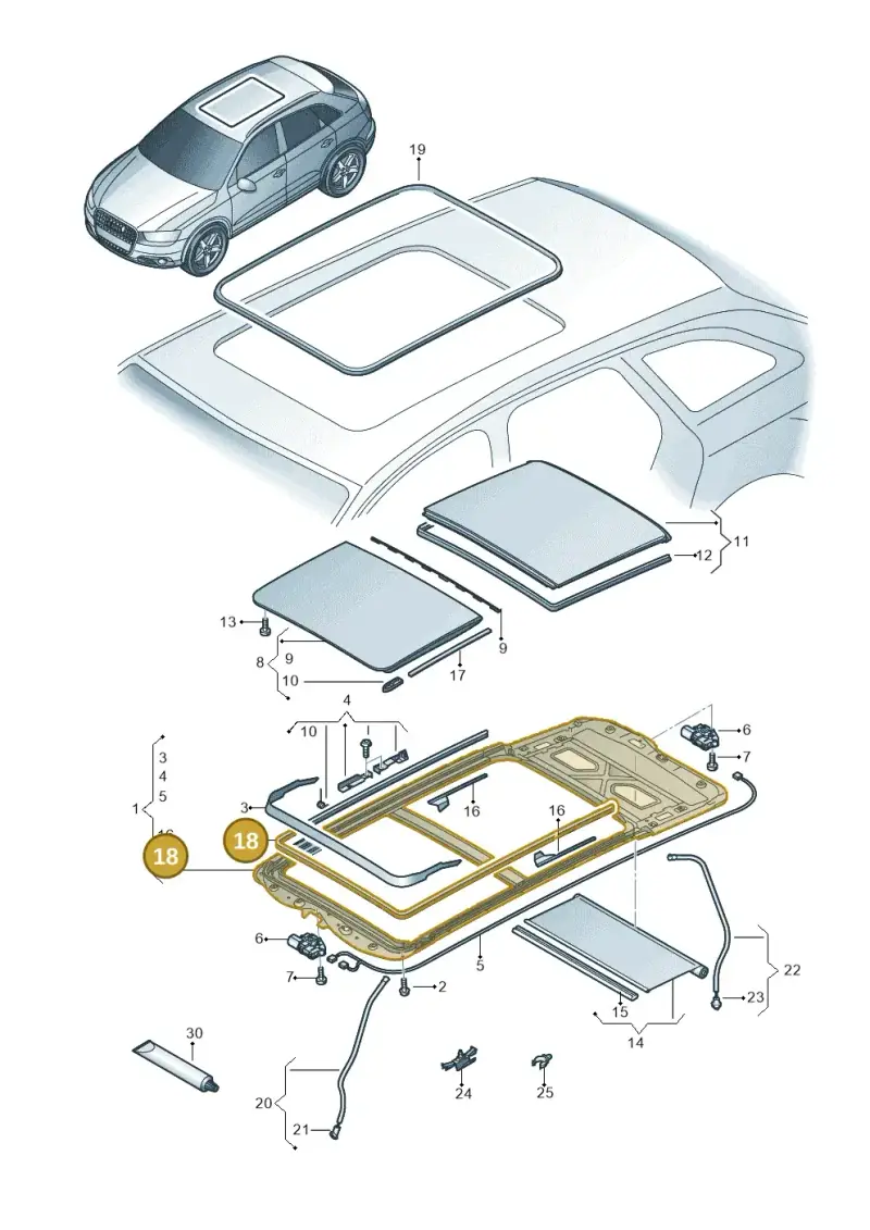 8K9877439A — Audi Q3 1.4 (2016-) diagram 728877000, position 18