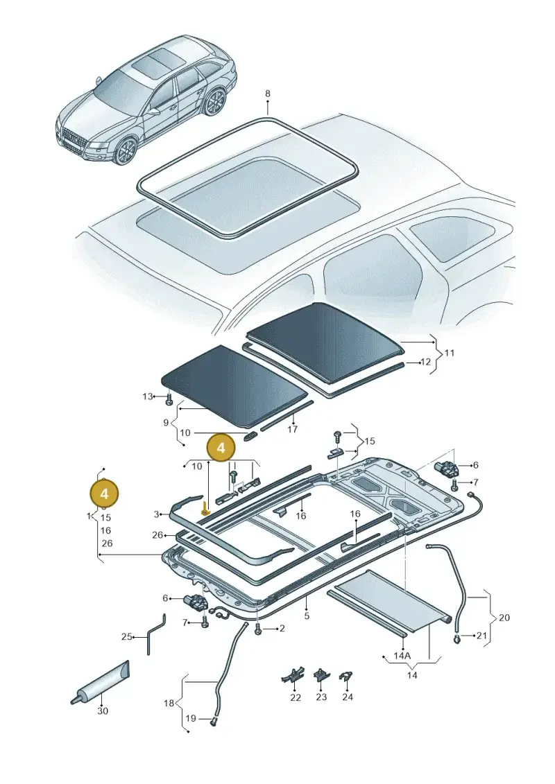 8K9898671 — Audi RS4 Av. qu. 4.2 (2012-2015) diagram 636877100, position 4
