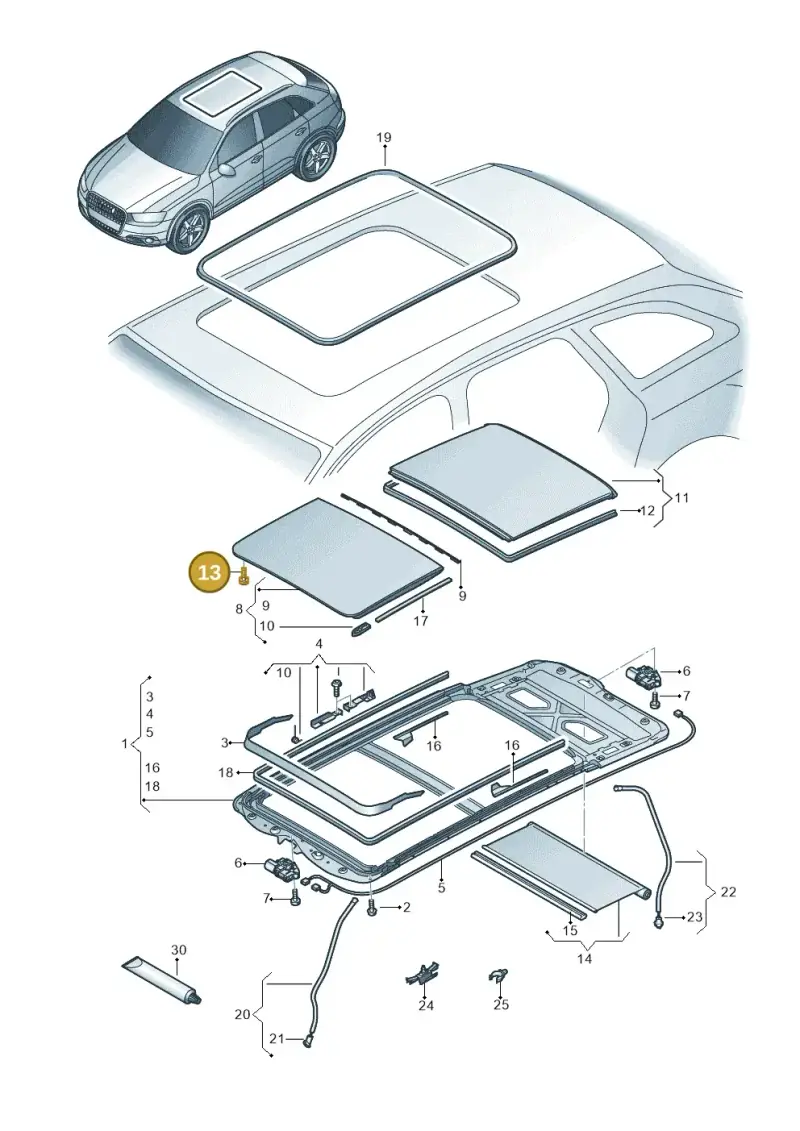 8K9898955 — Audi Q3 1.4 (2016-) diagram 728877000, position 13
