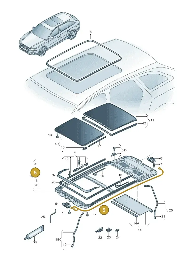 8K9971648 — Audi RS4 Av. qu. 4.2 (2012-2015) diagram 636877100, position 5
