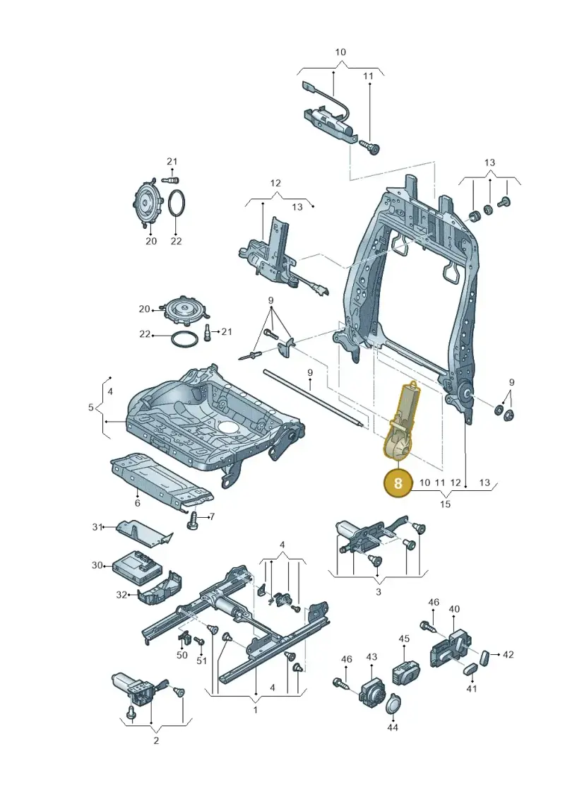 8KD959761A — Audi A6 Av. qu. 3.0 (2012-2018) diagram 696959200, position 8