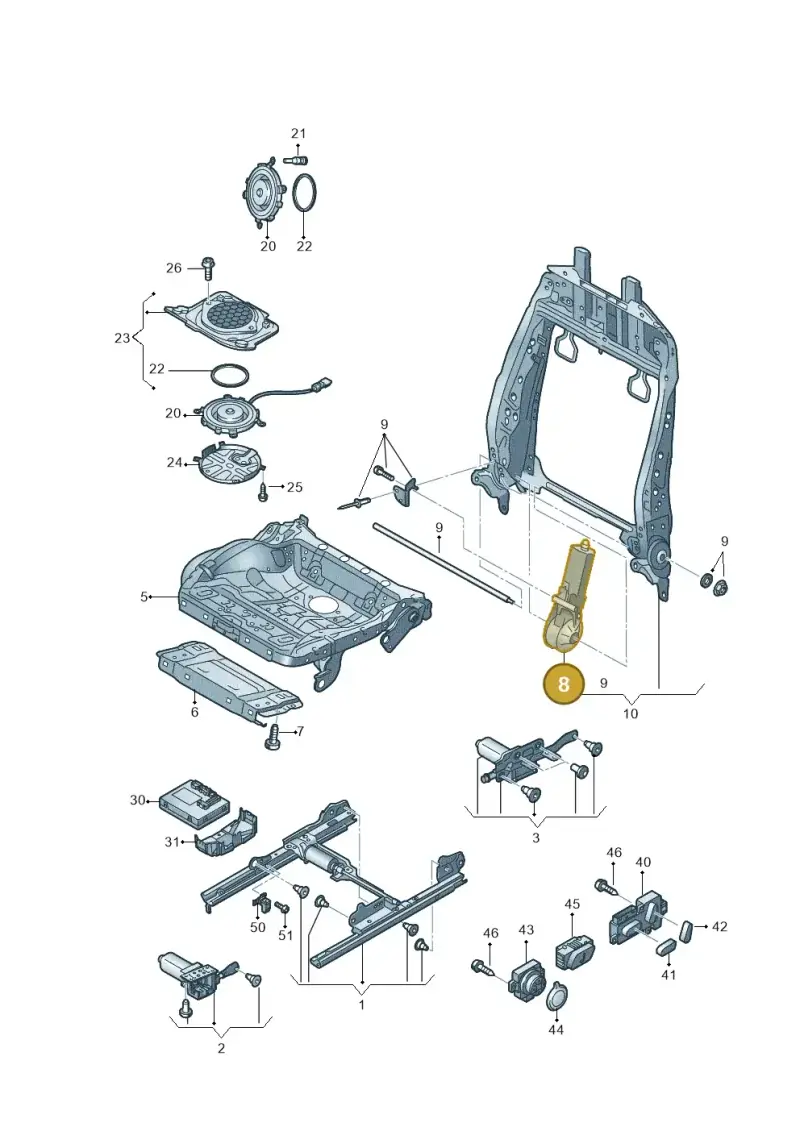 8KD959761A — Audi A7 Sportback (2014-2018) diagram 758959210, position 8