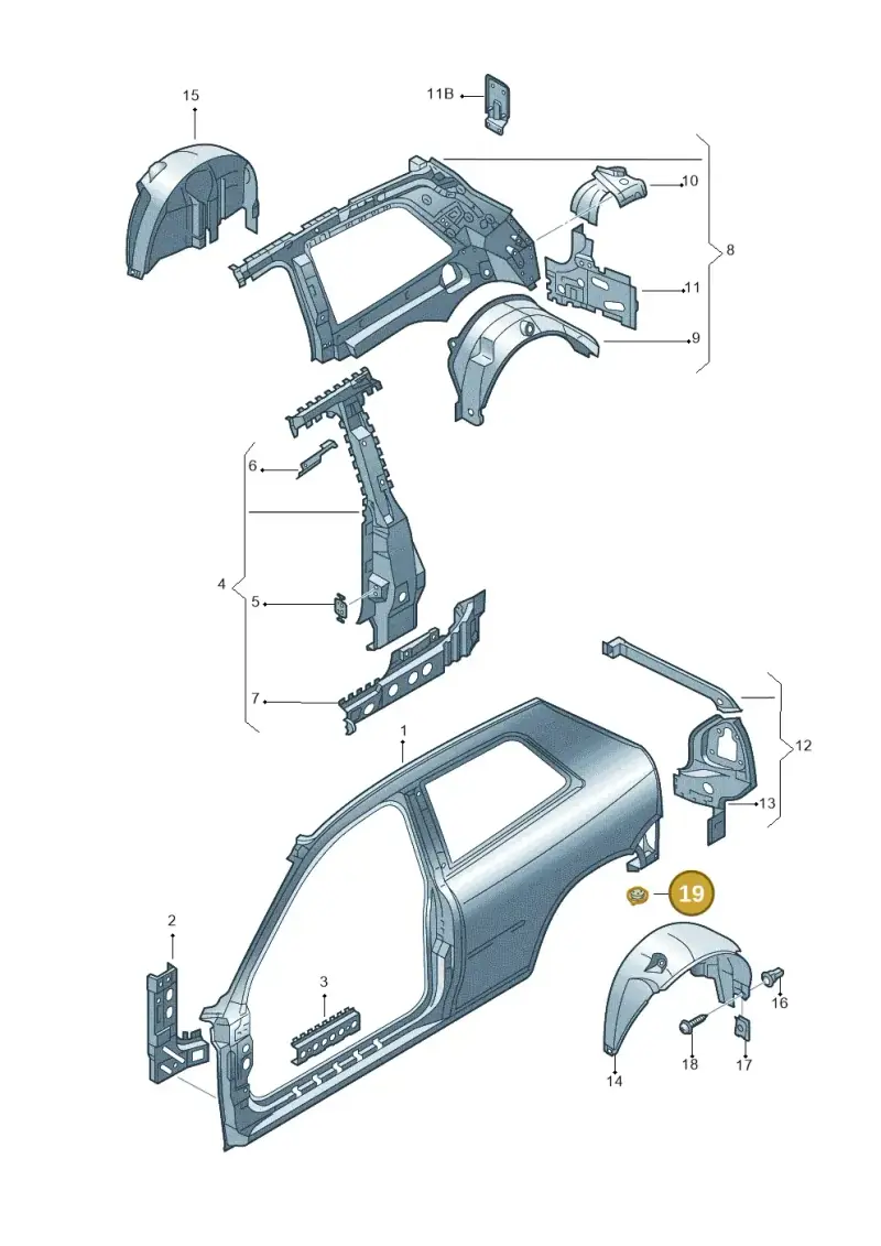 8L0805271 — Audi A3/S3/QUATTRO (2000-2003) diagram 201809300, position 19