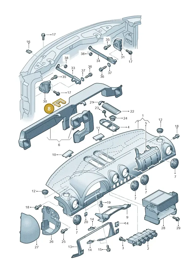 8L0857225 — Audi TT Coupe/Roadster (2002-2006) diagram 229857000, position 8