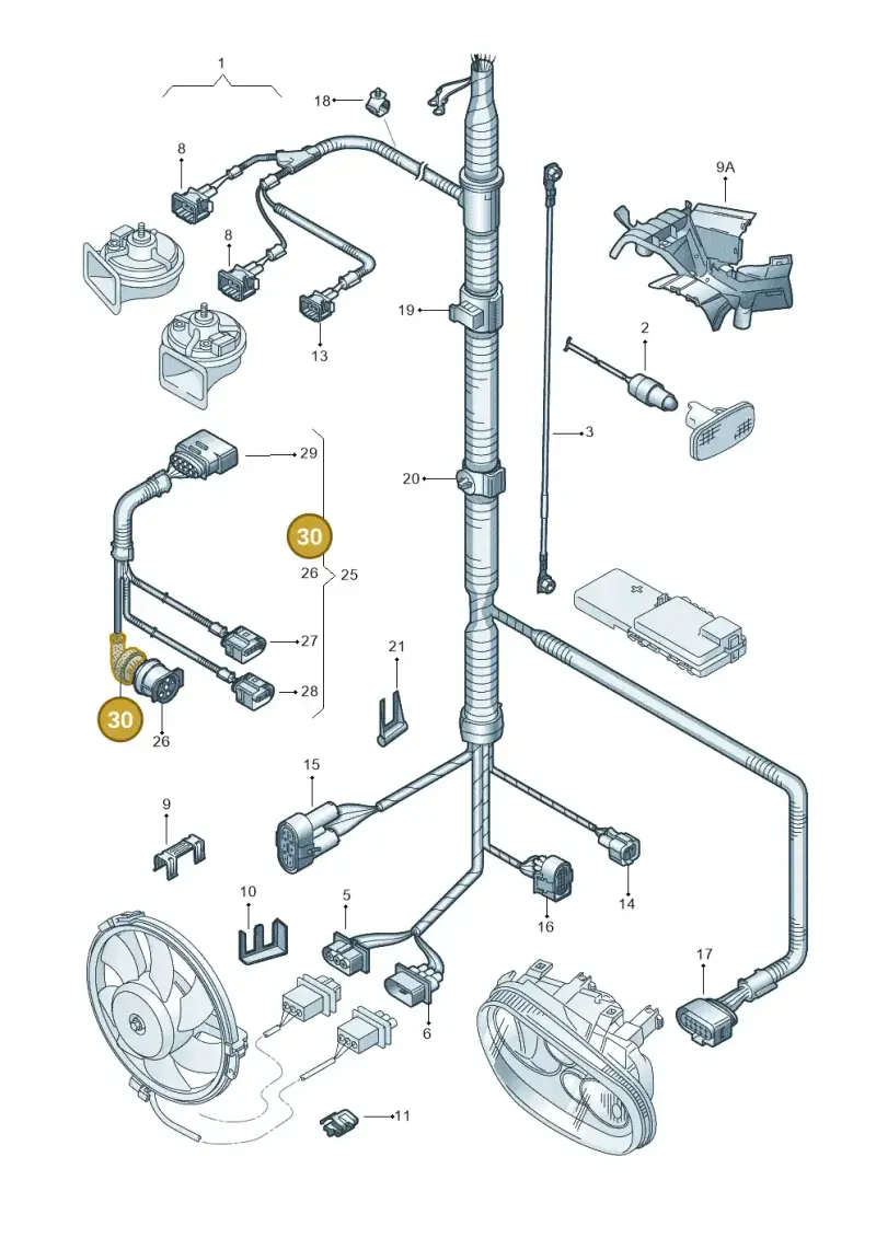 8L0941189 — Audi A3/S3/QUATTRO (1996-2000) diagram 203971600, position 30