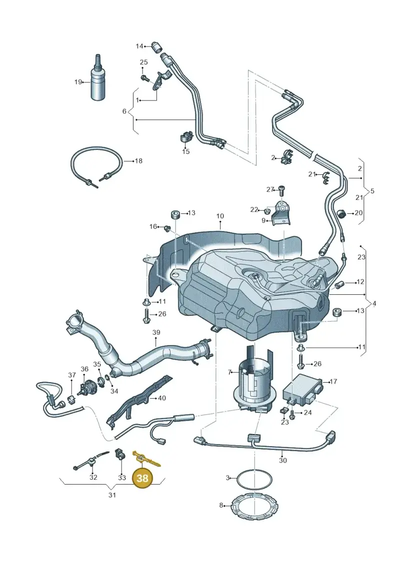 8L0971838 — Audi A7 Sportback (2014-2018) diagram 711201300, position 38