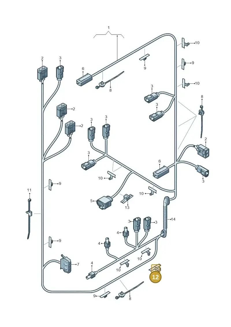 8L0971848A — Audi A1 Sportback (2014-2018) diagram 708972850, position 12