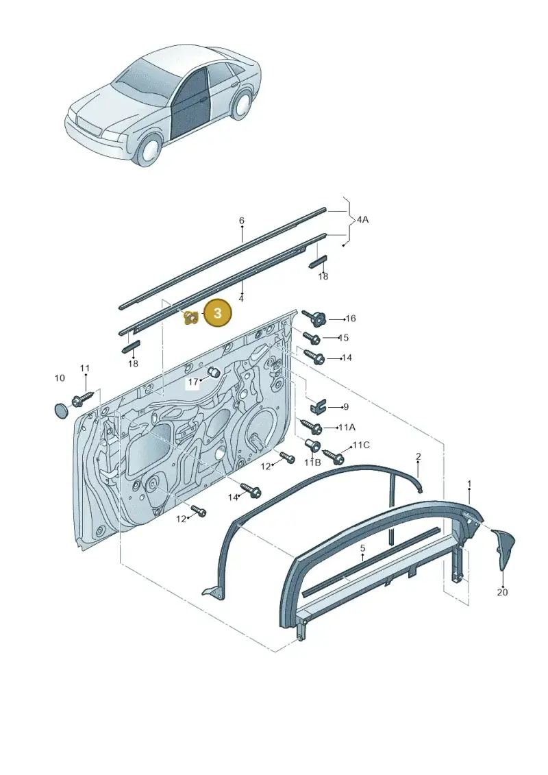 8L3837199B — Audi RS4 qu.           07> (2006-) diagram 249837400, position 3