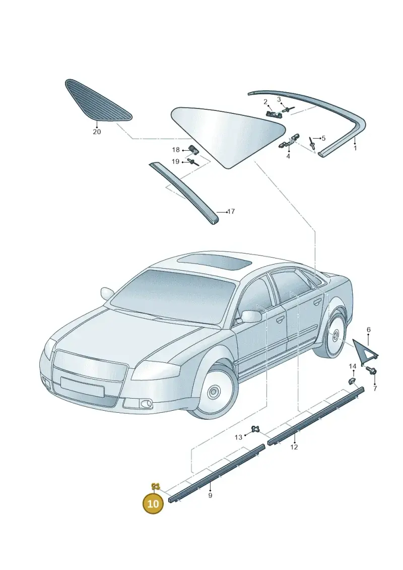 8L3837199B — Audi A8/S8/qu. lang    08> (2007-) diagram 291853000, position 10
