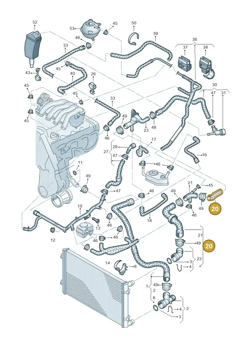 8N0122101A — Audi A3/S3/QUATTRO (2000-2003) diagram 194121310, position 20
