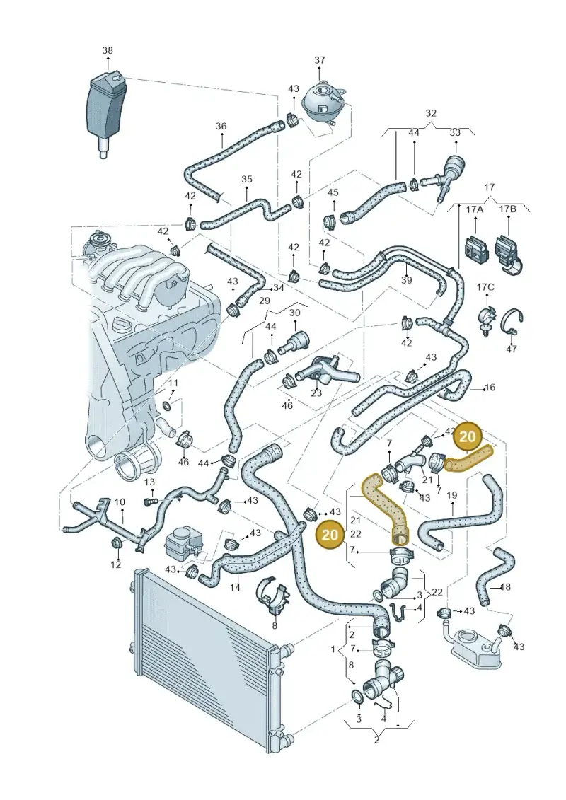 8N0122101A — Audi A3/S3/QUATTRO (2000-2003) diagram 209121300, position 20