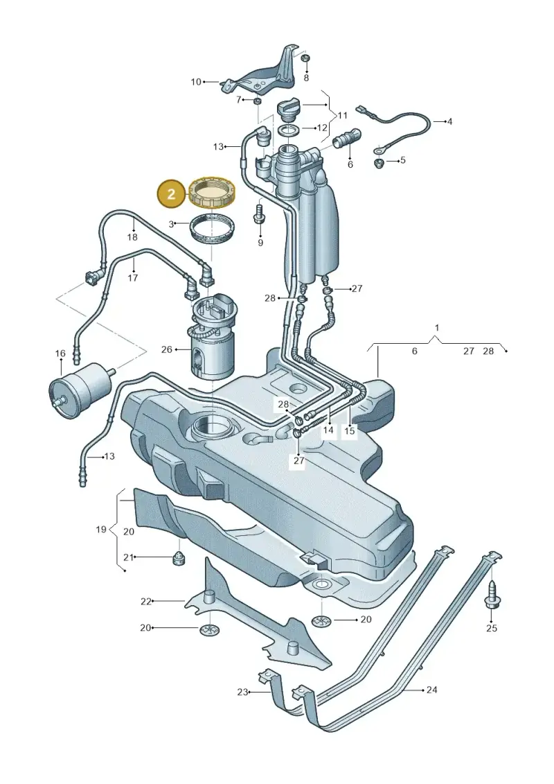8N0201375A — Audi TT Coupe/Roadster (2002-2006) diagram 229201050, position 2