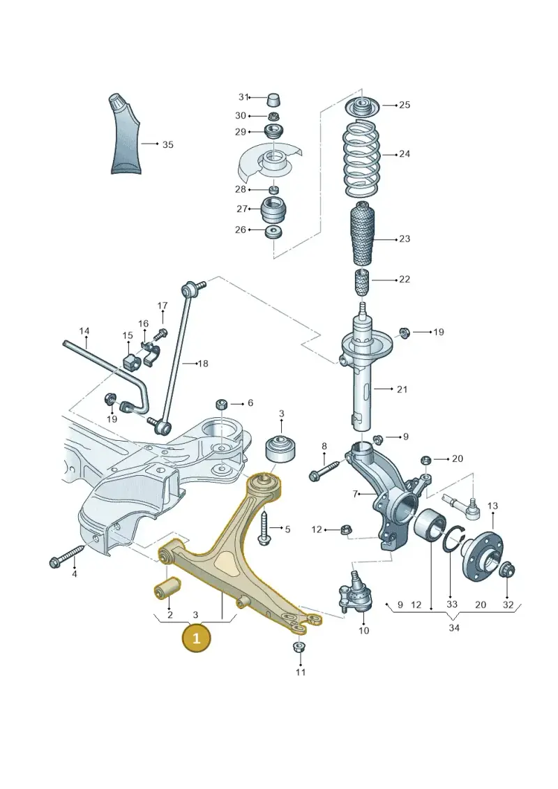 8N0407151D — Audi TT Coupe/Roadster (2002-2006) diagram 229407110, position 1