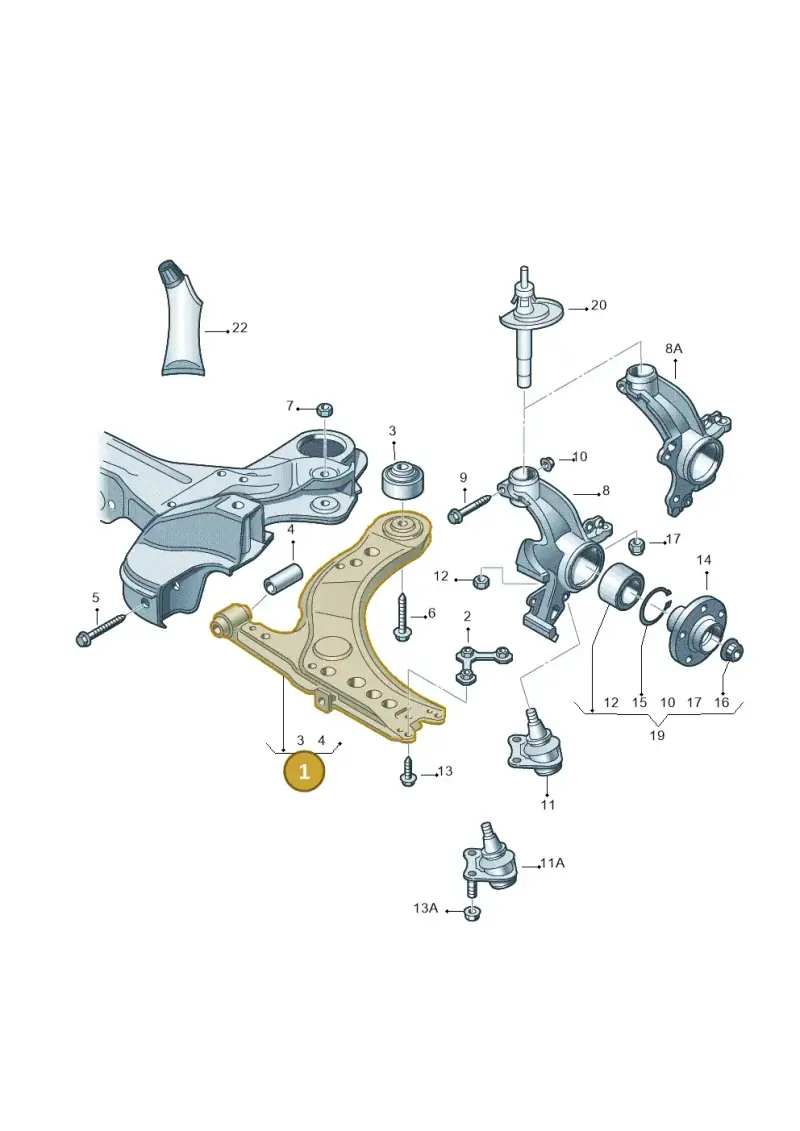 8N0407151D — Audi A3/S3/QUATTRO (2000-2003) diagram 266407000, position 1