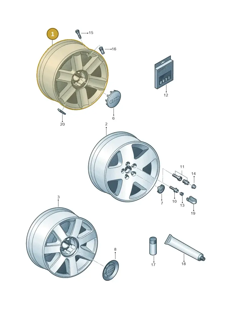 8N0601025AAZ17 — Audi TT Coupe/Roadster (2002-2006) diagram 278601700, position 1