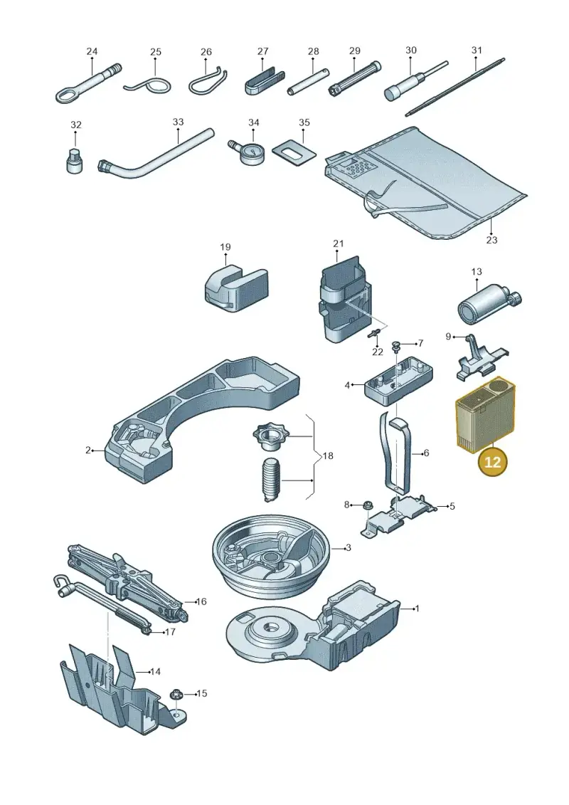 8P0012615A — Audi A3 Sportback (2016-2020) diagram 745011100, position 12