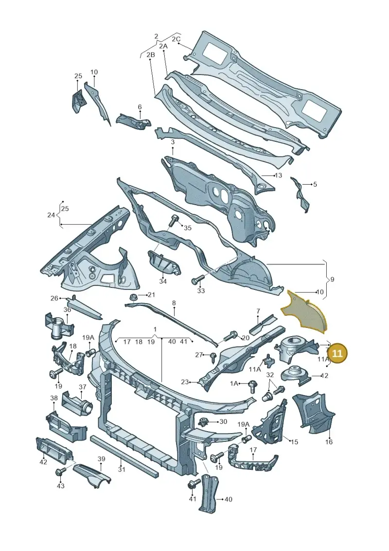 8P0806164A — Audi RS3 Sportback (2011-2012) diagram 412805000, position 11