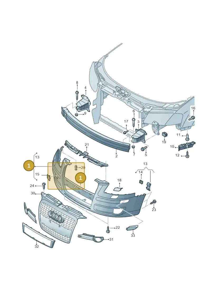 8P0807105DGRU — Audi A3/S3/Sportb./qu. 08 (2007-) diagram 412807100, position 1