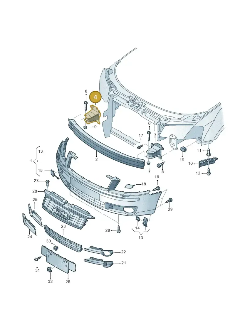 8P0807134 — Audi A3/S3/quattro (2005-2007) diagram 412807000, position 4