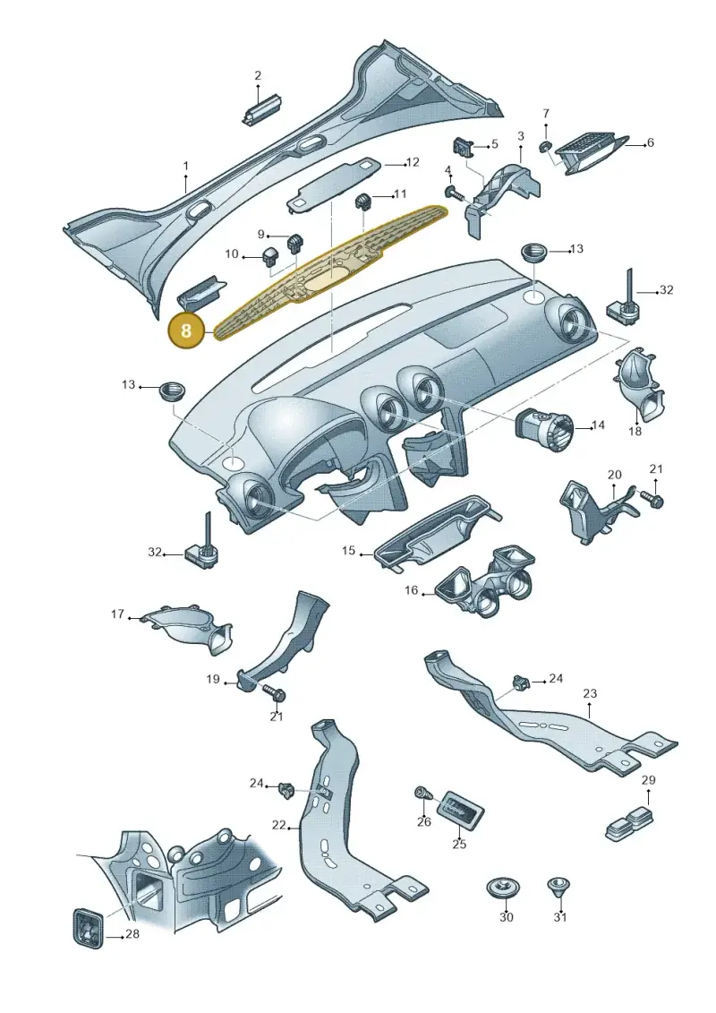 8P08196355PR — Audi RS3 Sportback (2011-2012) diagram 412819300, position 8