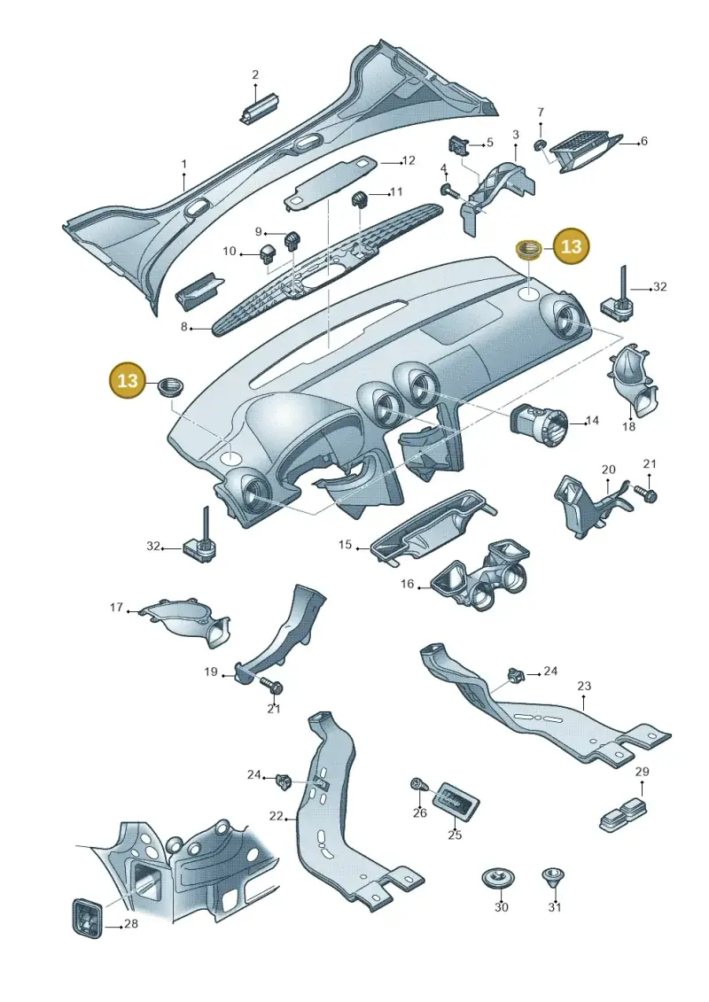 8P0819794B5PR — Audi RS3 Sportback (2011-2012) diagram 412819300, position 13