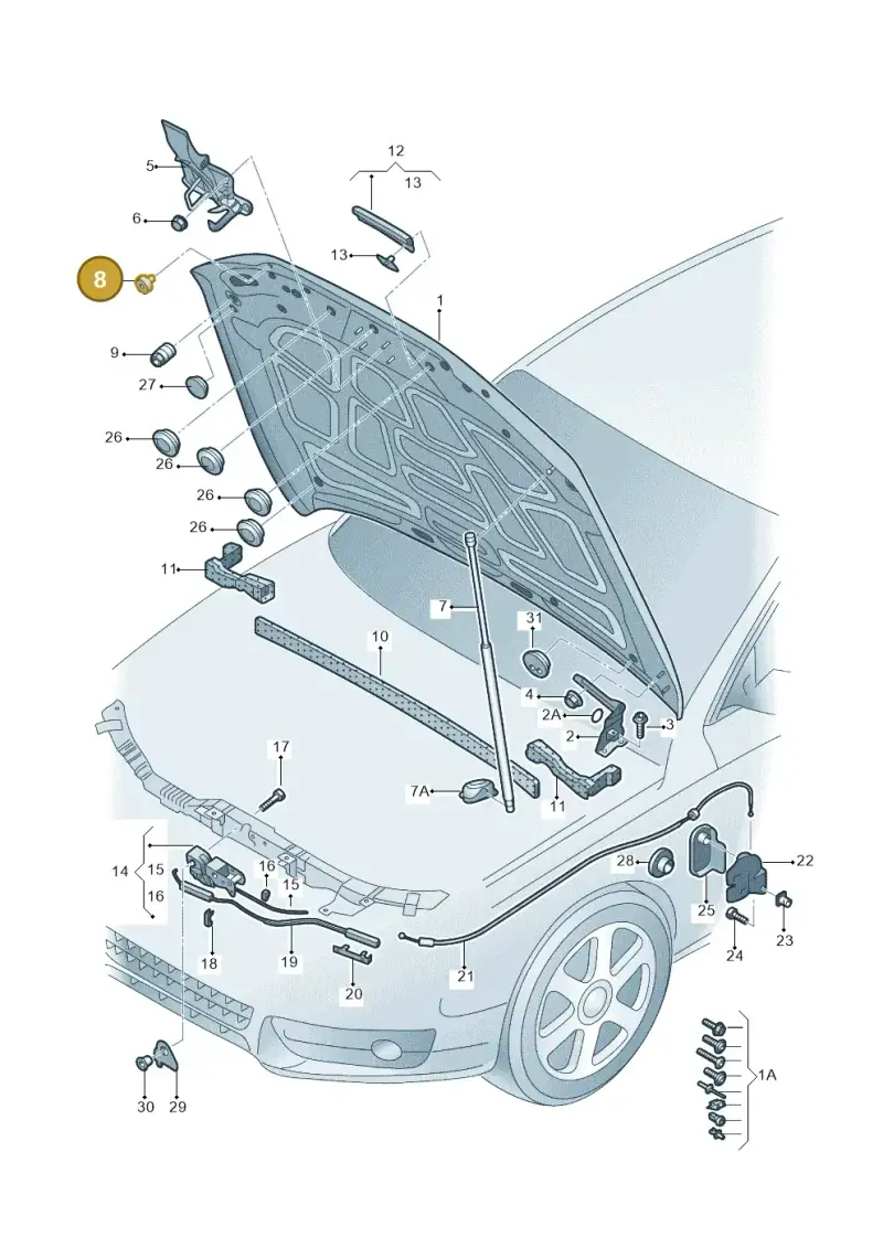 8P0823433A — Audi A4L 2.0 (2008-2012) diagram 669823000, position 8