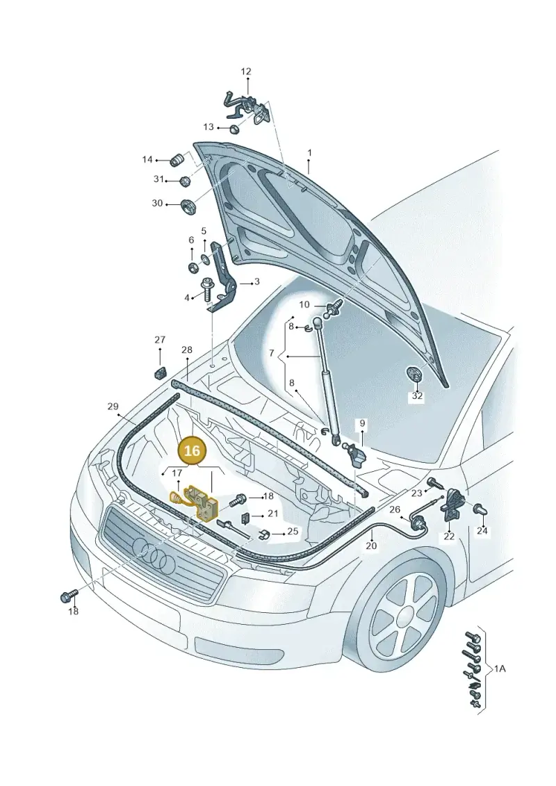 8P0823509D — Audi A3/S3/quattro (2005-2007) diagram 273823100, position 16