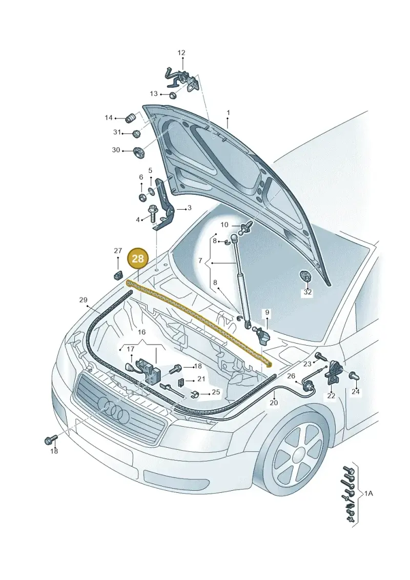 8P0823723A — Audi A3/S3/quattro (2005-2007) diagram 273823100, position 28
