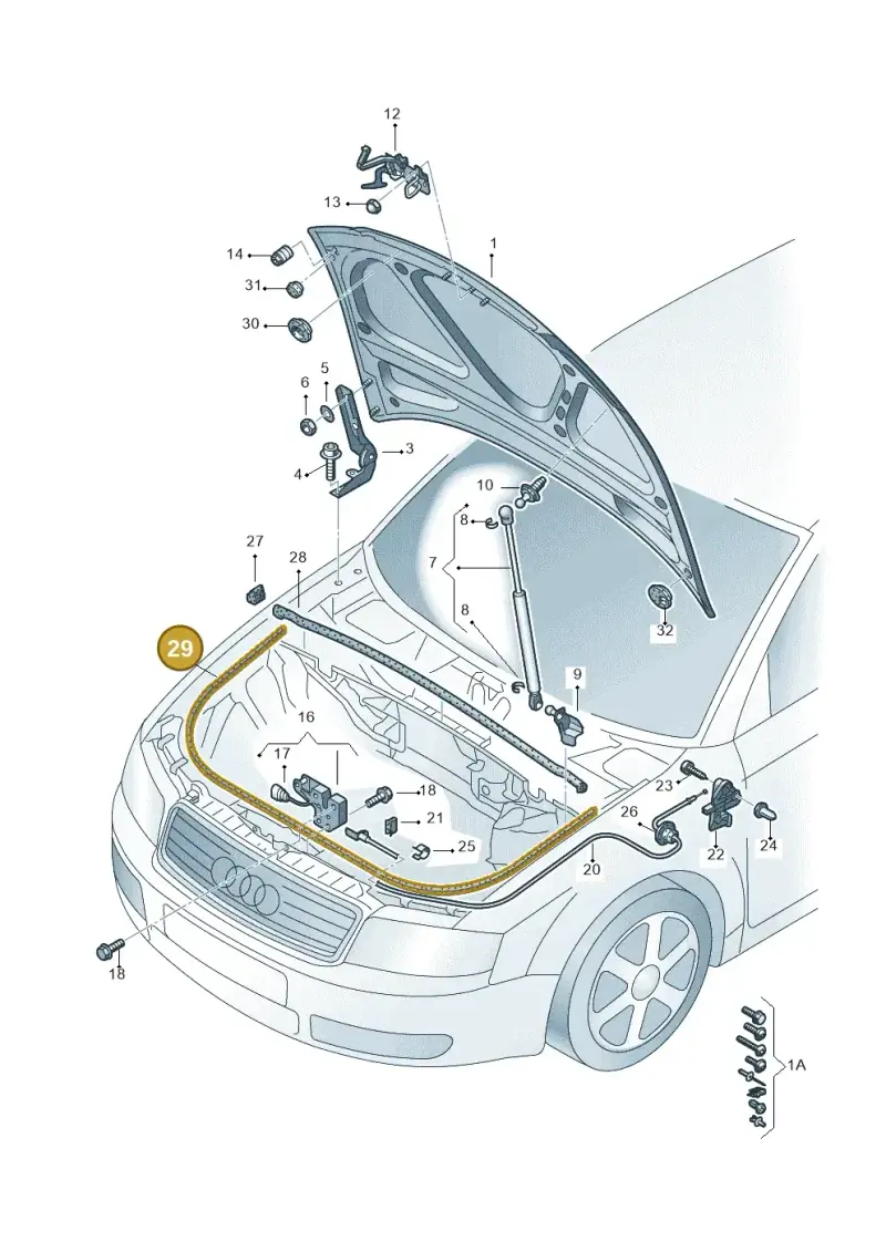 8P0823731A — Audi A3/S3/quattro (2005-2007) diagram 273823100, position 29