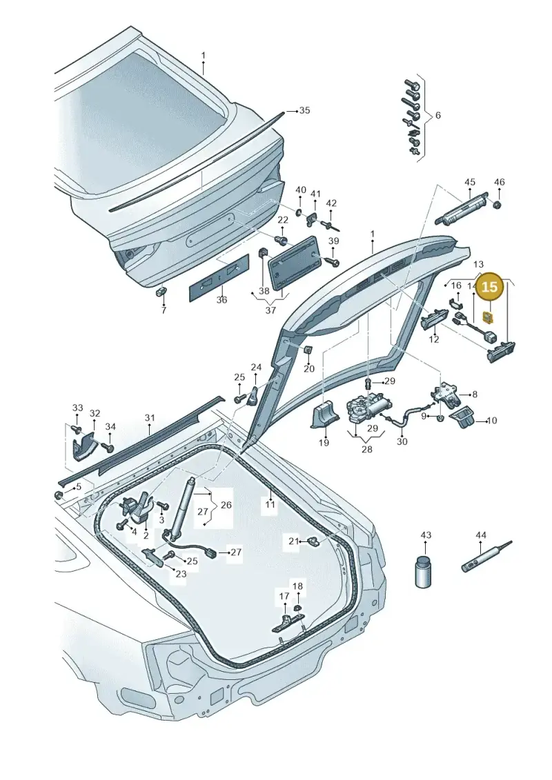 8P0971848K — Audi RS5 Sportback (2017-) diagram 897827100, position 15