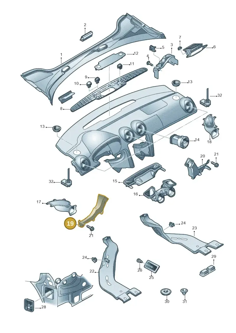 8P1819151A — Audi RS3 Sportback (2011-2012) diagram 412819300, position 19