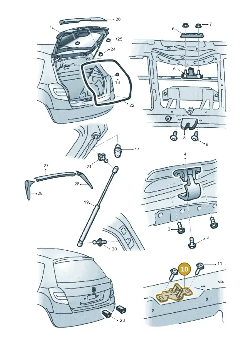 8P4827507A — Skoda Fabia Scout (2010-2014) diagram 608827100, position 10