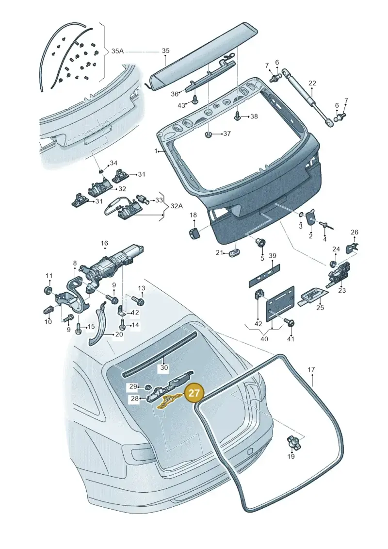 8P4827507A — Audi RS6 Avant (2013-2018) diagram 758827100, position 27