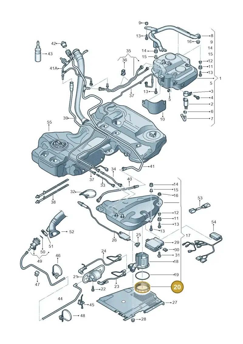 8R0131975 — Audi A5 Sportback (2011-2017) diagram 636201150, position 20