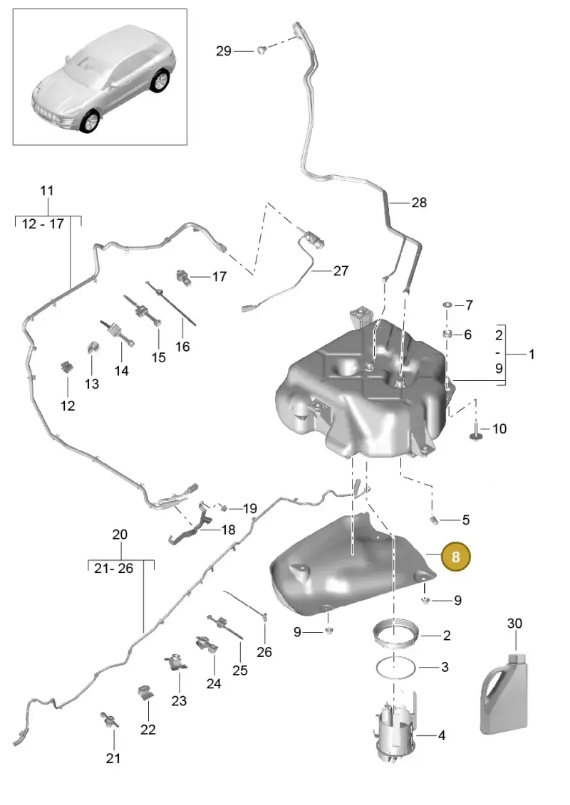 8R0201308C — Porsche Macan (2013-2018) diagram p44201080, position 8