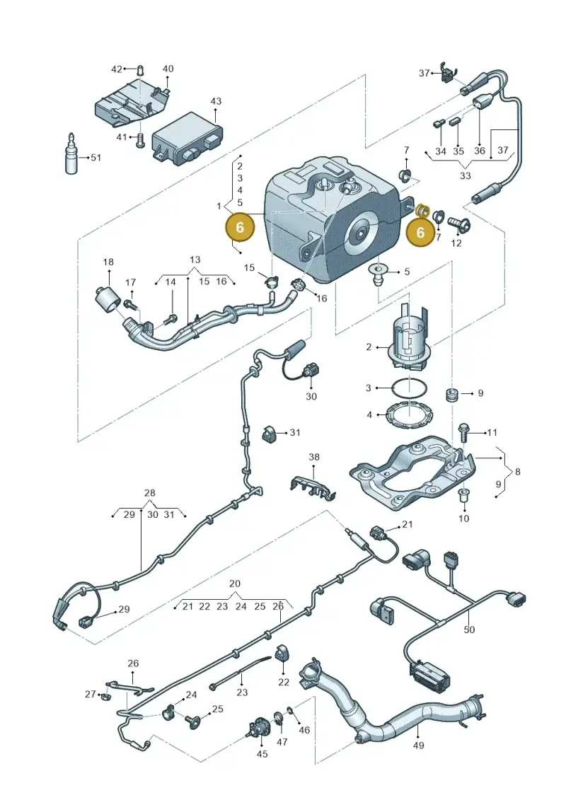 8R0201840 — Audi A8L qu. 3.0 TDI (2009-2014) diagram 696201150, position 6