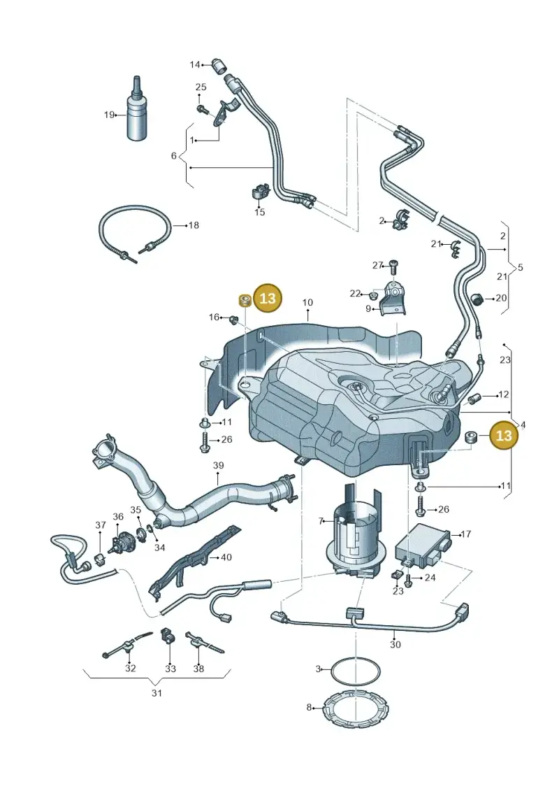 8R0201840 — Audi A7 Sportback (2014-2018) diagram 711201300, position 13