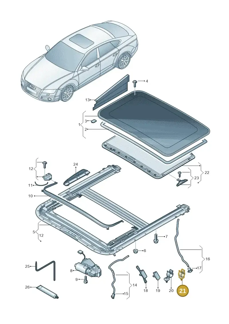 8R0877244 — Audi A7 Sportback (2014-2018) diagram 711877000, position 21