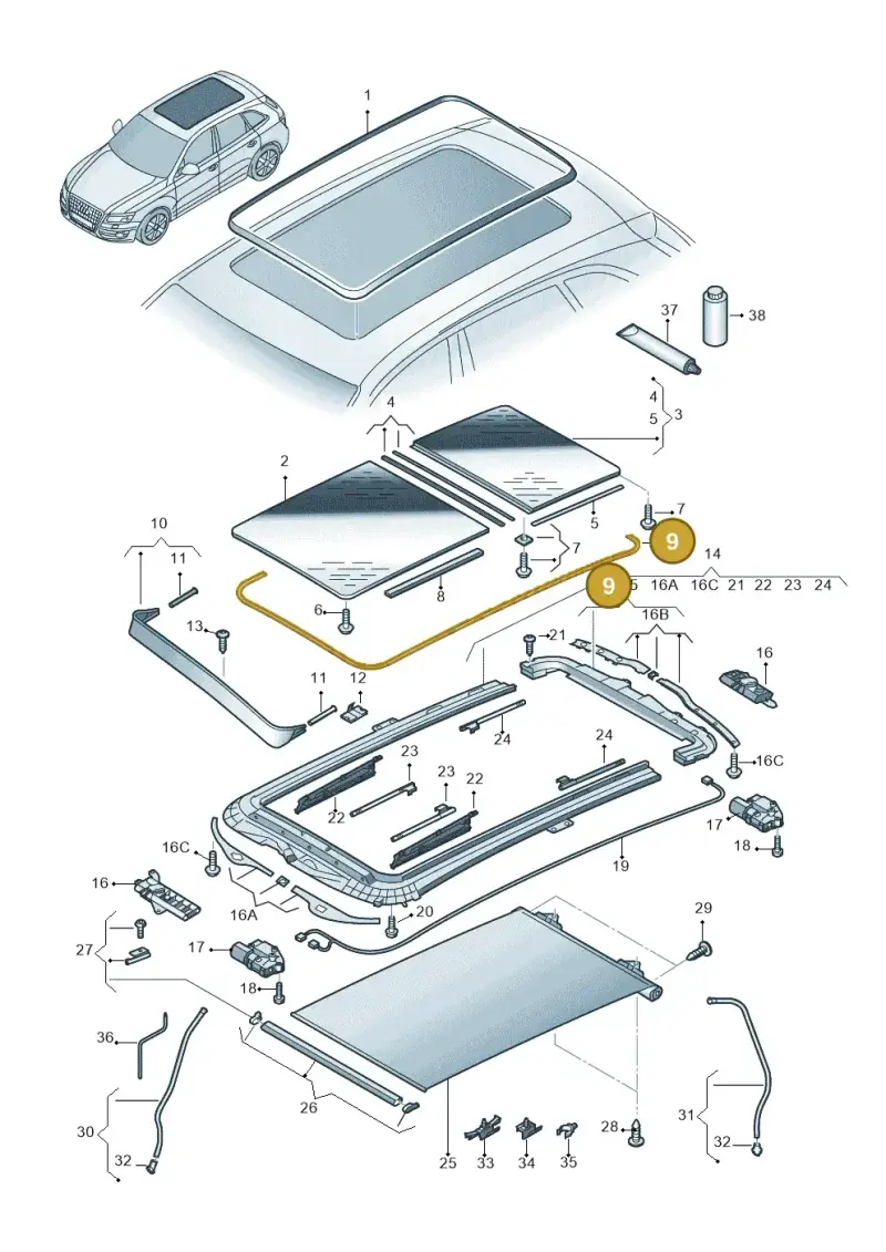8R0877439A — Audi Q5 qu. 2.0 TDI (2012-2017) diagram 647877000, position 9