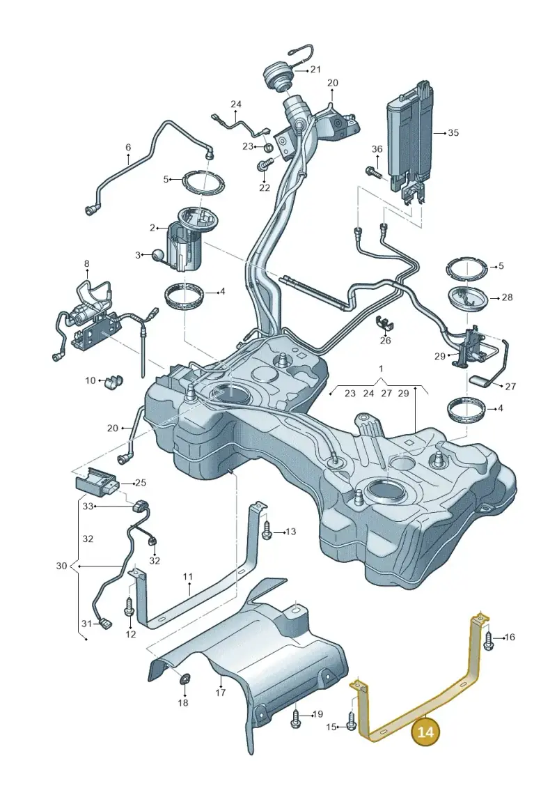 8S0201653 — Audi A3 Sportback (2019-2021) diagram 596201100, position 14