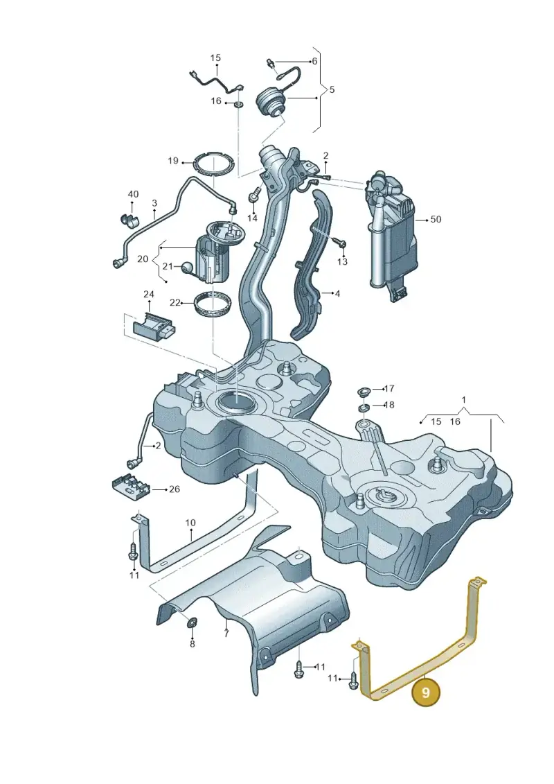 8S0201653 — Audi A3 Sportback (2019-2021) diagram 596201170, position 9