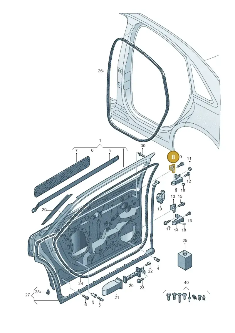 8S0833407A — Audi A8L (2017-2022) diagram 838833100, position 8