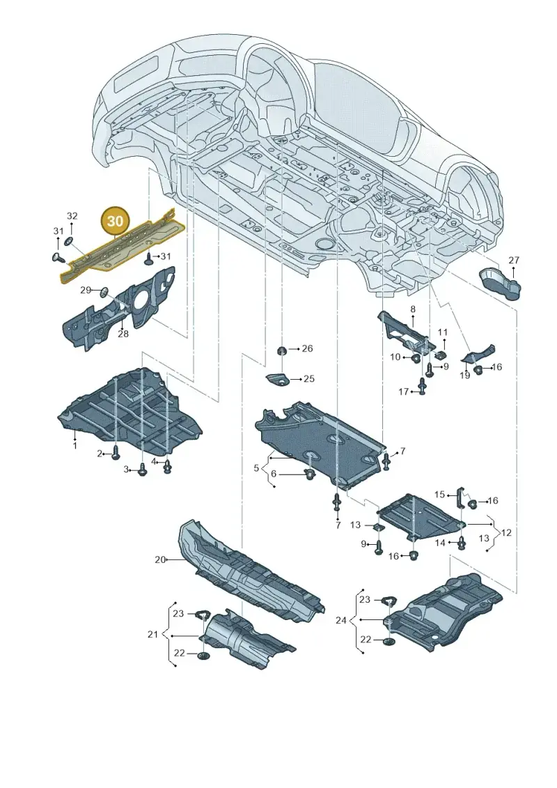 8S0863993B — Audi TT RS (2016-2023) diagram 898825000, position 30