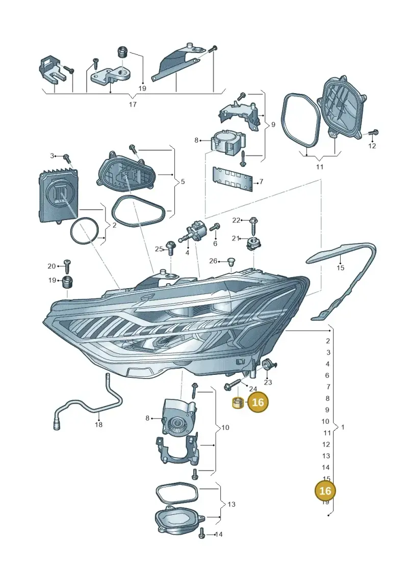 8S0941749 — Audi RS6 Avant (2019-2025) diagram 435941100, position 16
